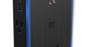 4-Outlet Daya Seri V Keras dengan USB Omniport & Port PD USB-C 20W